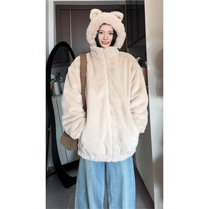 仿兔毛绒棉服外套加绒潮牌情侣款保暖男女 D2660-TP60128图片