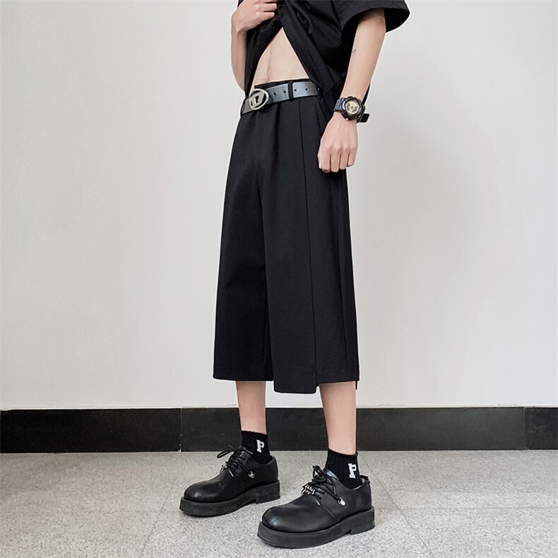 现货夏季冰丝高级感山本耀司休闲设计感不规则七分西裤男K787-P45，男装西裤，星座205