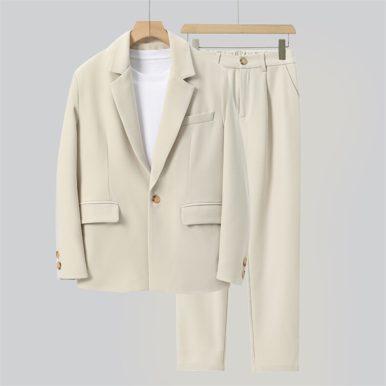 秋季新款男士休闲港风宽松西服套装衣服+裤子整套西装XZ810-P150,男装西服套装,星座505-3