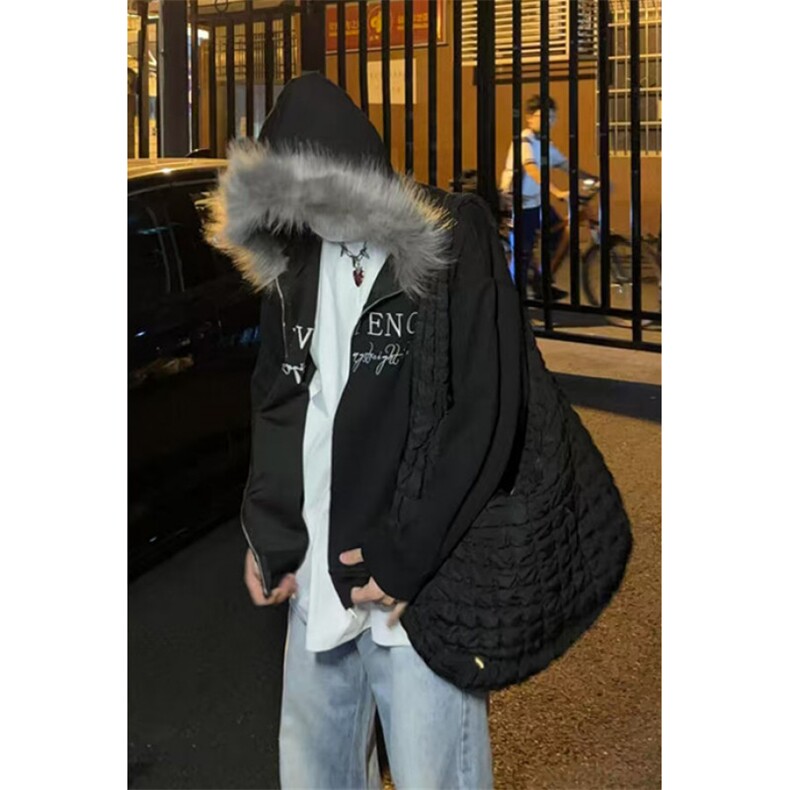 毛领连帽卫衣开衫男女秋季新款宽松bf美式街头慵懒感外套W136,男装卫衣,星座1116A（原606A-3）