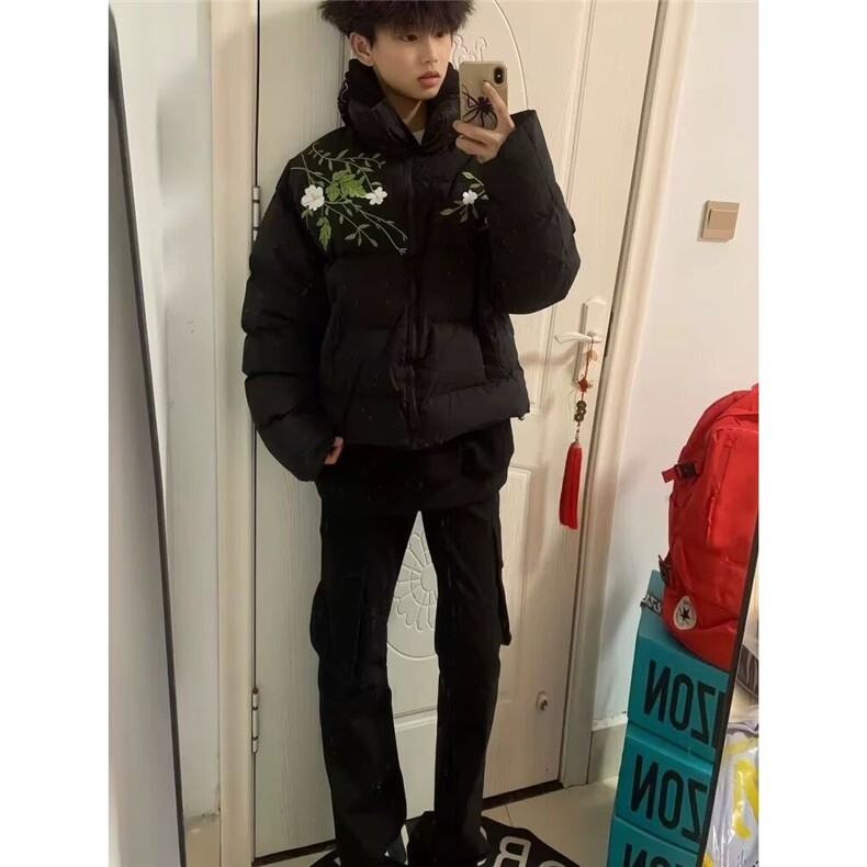 新款日系潮流百搭时尚小熊造型面包服减龄可爱棉衣棉服连帽冬外套,男装棉衣,星座506A
