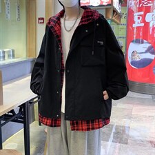 男春季新款假两件连帽卫衣潮W7326P65图片