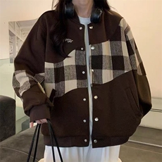 美式拼接刺绣棒球服春秋季新款百搭学生韩版宽松外套女ins，女装短外套，星座1210-1