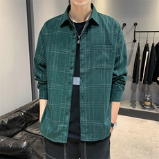 男士加绒加厚格子衬衫潮流休闲衬衣外套潮DS606T，男装衬衫，电商A102