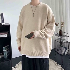 纯色毛衣秋冬cleanfit针织衫美式慵懒风宽松圆领外套6204-P42网图，男装针织衫/毛衣，电商B245