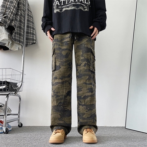 迷彩美式vibe工装裤男宽松直筒阔腿裤hiphip高街休闲裤CK1020-p55图片