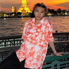 C501P26衬衫男短袖夏季痞帅夏威夷海边三亚度假宽松沙滩衬衣潮，男装T恤，星座512-6