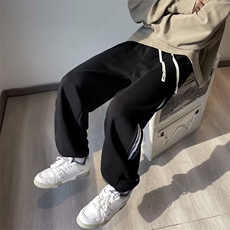 侧边压褶束脚卫裤男ins潮流百搭秋季休闲裤QK87P32，男装休闲裤，星座1116-2