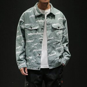 2021春秋季新日系大码男休闲字母印花潮流运动夹克外套J977-P75图片