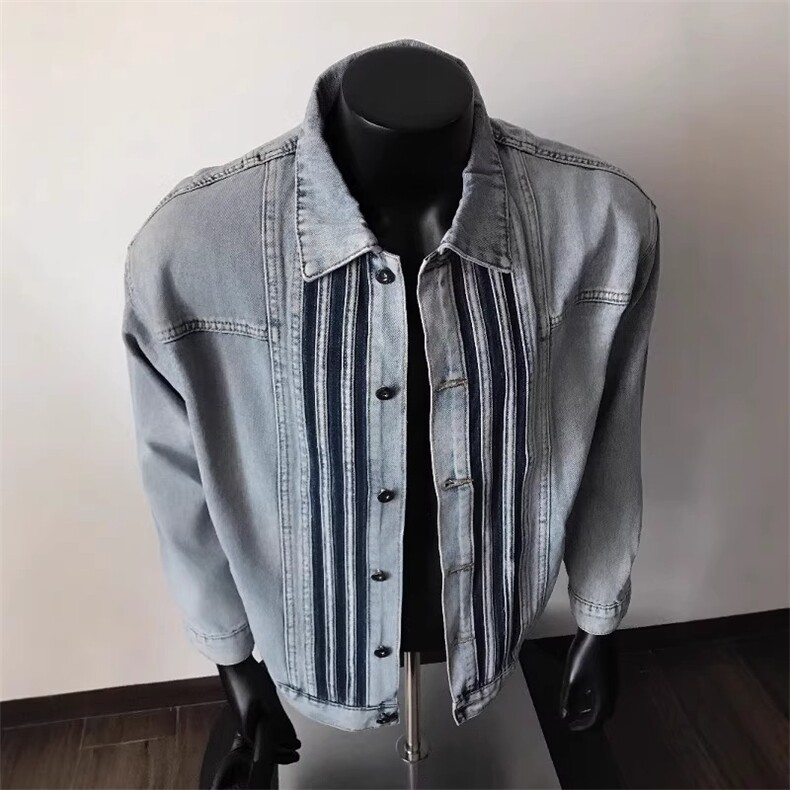 美式覆古三条杠翻领牛仔外套男潮流百搭短款工装夹克JK891-P73,男装工装外套,星座208-5