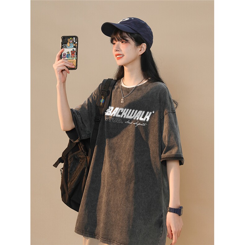 中性风字母印花水洗短袖男女学生夏季T恤ins潮流oversized,男装T恤,电商C306-1