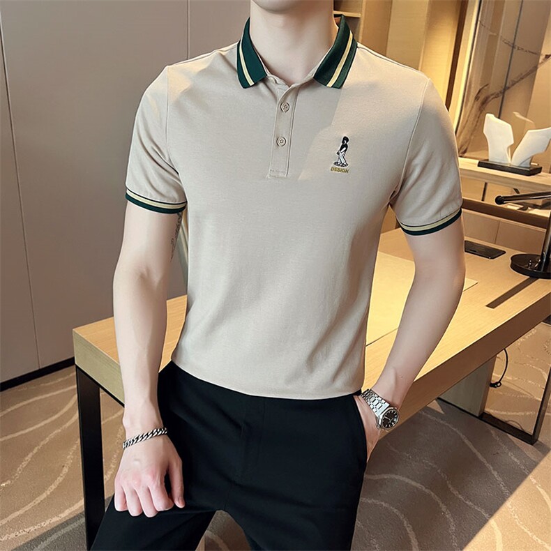 现货高品质大码抖音主推直播时尚短袖T恤翻领Polo衫T016-P45,男装T恤,电商D342