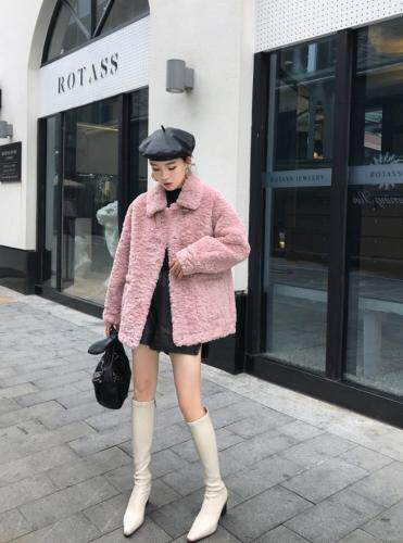 冬季皮毛一体外套，莫卡熊手感超柔，女装，米朵拉