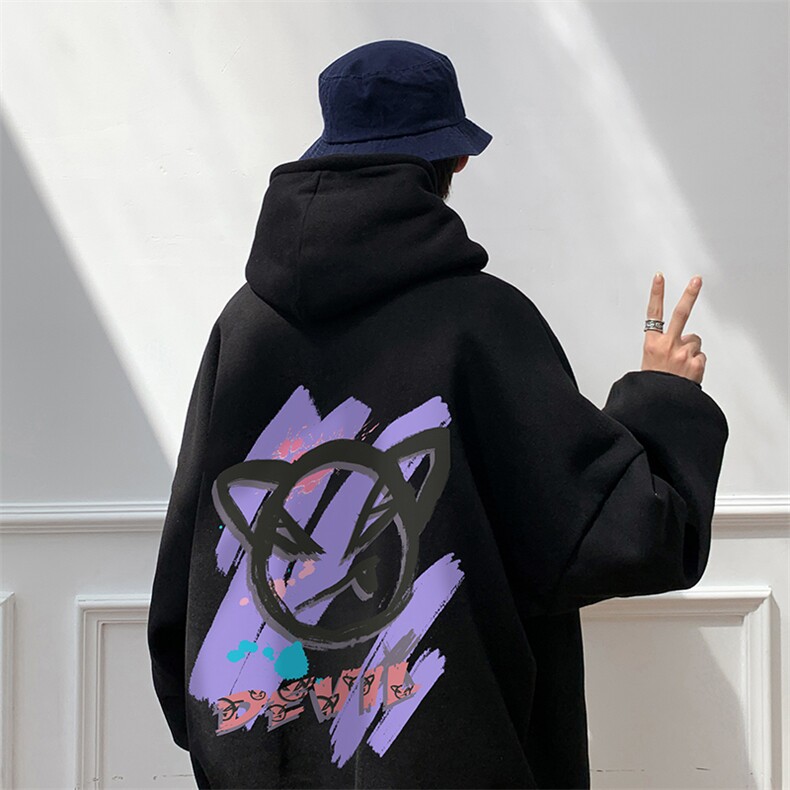 小恶魔美式印花连帽卫衣男装23春秋情侣款外套XZ514-2-W8868-P43,女装短外套,星座514-2(原B239)
