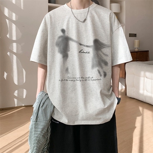 图案已注册夏季新款文艺情侣短袖T恤男潮宽松半袖打底衫D049/P25图片