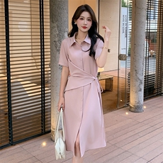 噜噜大码女装胖mm设计感拼接短袖西装连衣裙女夏气质收腰显瘦裙子，女装连衣裙，曼琳思菲