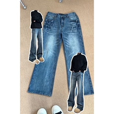 春季美式ins高街hiphop重工艺水洗直筒牛仔裤货号K2593P55，男装牛仔裤，电商A063