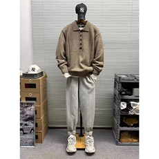 美式复古亨利领毛衣男秋冬季新款cleanfit慵懒风高级感软糯针织衫，男装针织衫/毛衣，星座506A