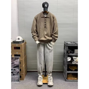 美式复古亨利领毛衣男秋冬季新款cleanfit慵懒风高级感软糯针织衫