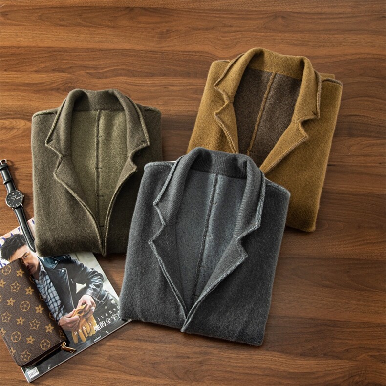 秋冬季新款舒适时尚百搭男士翻领羊绒西装男装，男装西服，江帆羊绒