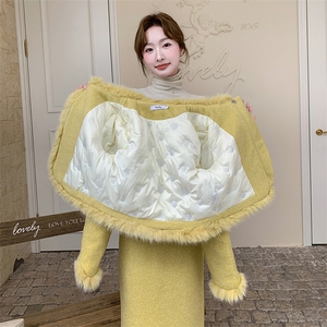 独特漂亮黄色小香风外套女春秋2025年超火好看高级感无领西装上衣图片