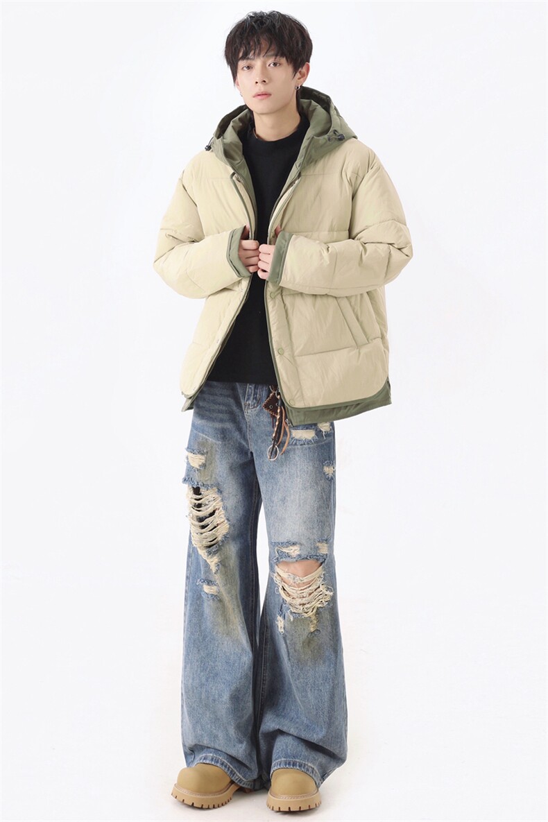 冬季加绒加厚假两件连帽男士防水保暖棉服大衣A406MY829P108,男装棉衣,星座309（原A406）