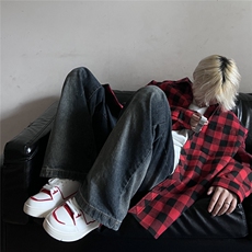 慵懒风潮流休闲宽松百搭情侣格子衬衫C2162-P32【特价】，男装衬衫，电商A007