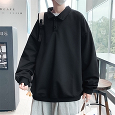 翻领卫衣男秋季长袖上衣百搭无帽套头宽松港风学生衣服W1421-P35，男装卫衣，星座512-2