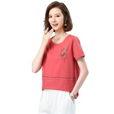 圆领短袖时尚气质T恤韩版优雅潮流2021年夏季，女装T恤，小林双子