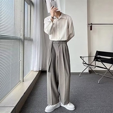 百搭白色长袖衬衫男春秋季潮流宽松大码休闲衬衣翻领外套慵懒流行，男装衬衫，星座506A