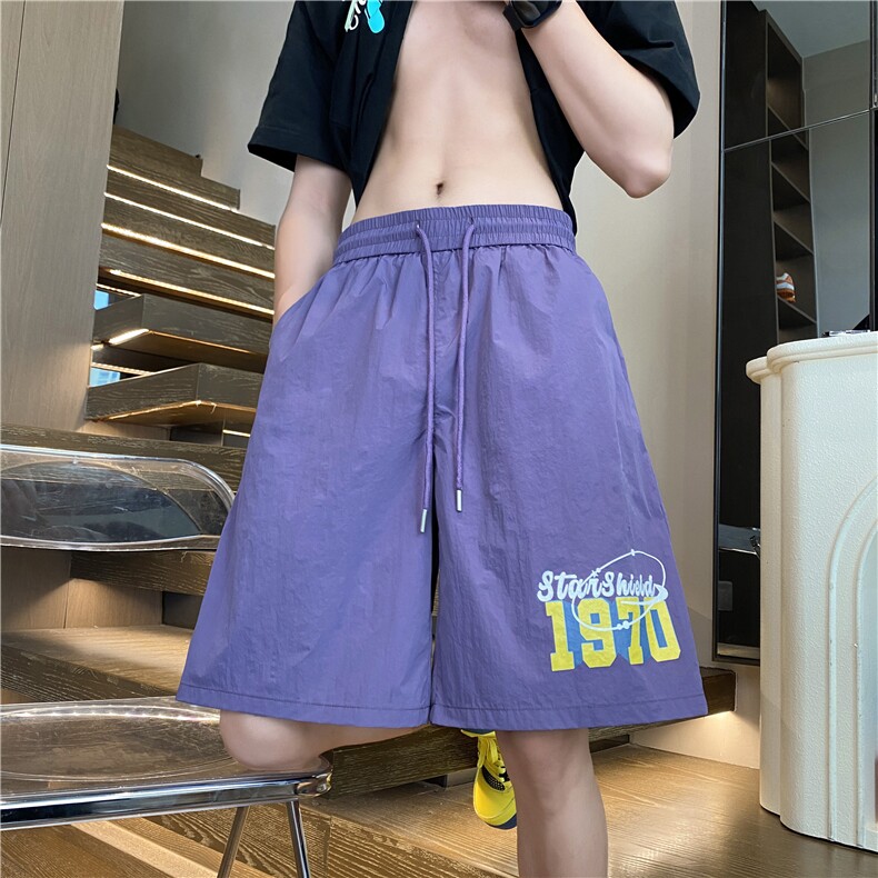 2025夏季新款美式印花多巴胺冰丝宽松短裤B315-K25546-特p20控39,男装休闲裤,电商B315