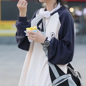 港风春款男女圆领套头卫衣华夫格刺绣外套WY0025 P38图片