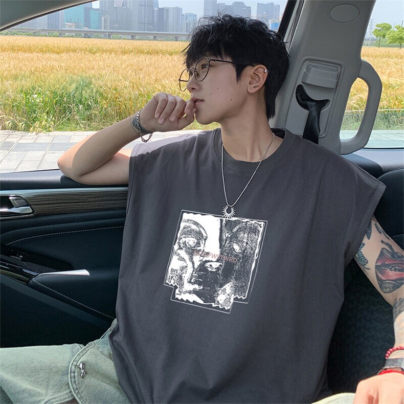 可48小时发货支持抖音得物来样二开240克重磅美式纯棉背心无袖t恤图片