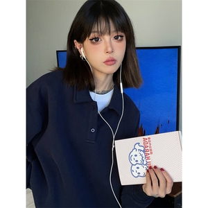 抖音得物高品质二开 25秋冬美式高街结构设计POLO翻领卫衣外套W77图片
