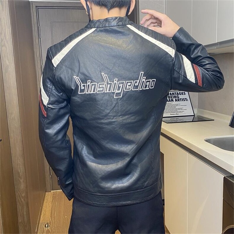 JK336-P100美式男士皮夹克外套立领修身机车潮流皮衣男,男装夹克,电商D310B-1