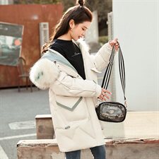 棉衣/棉服保暖中长款长袖气质百搭2022年冬季显瘦，女装棉衣/棉服，贵人树