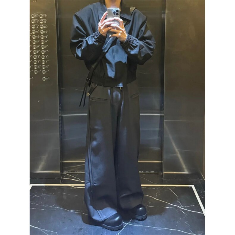 【网图】cleanfit简约短款垫肩夹克高级感boxy翻领外套XZ-255-P75,男装夹克,星座1007（原301D）