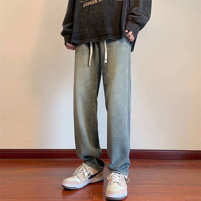 水洗牛仔裤男春季裤子阔腿直筒长裤N201*P40控68,男装牛仔裤,星座227-2