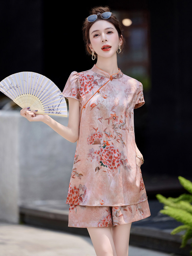 新中式国风短裤套装女2025夏新款气质减龄大方得体一整套ootd穿搭,女装套装/套裙,曼琳思菲