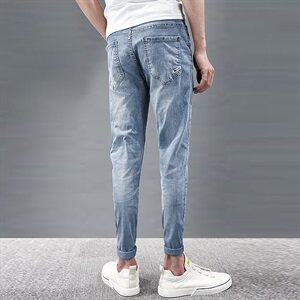 主推大货常年款 网红九分牛仔裤男修身小脚韩版潮流图片