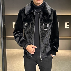 冬季男士时尚加厚仿皮草保暖爸爸装商务夹克外套ZX8961-P255，男装夹克，星座1105-3