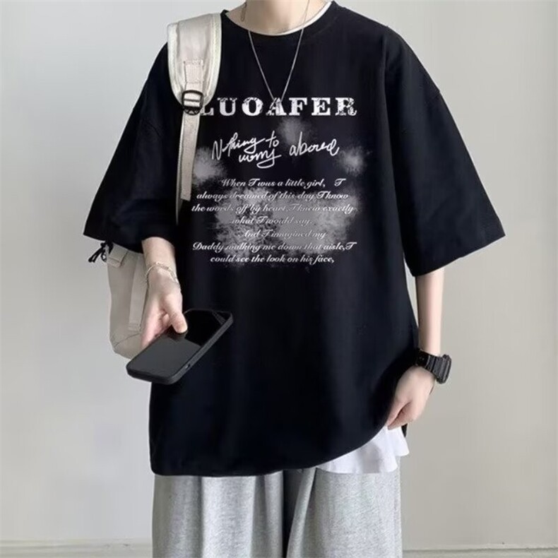 美式高街设计感酷帅穿搭字母短袖T恤2025夏季男女潮牌情侣半袖衫,男装T恤,星座218-1（原230）