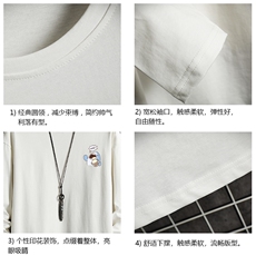 TX3239-P25纯长袖t恤男大码圆领打底衫体恤网格，男装T恤，电商A040A