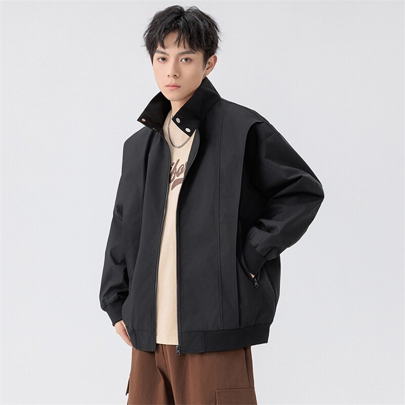 新款硬汉风户外夹克男立领纯色上衣冲锋衣外套A157B-JK7868-P70，男装夹克，电商A157B