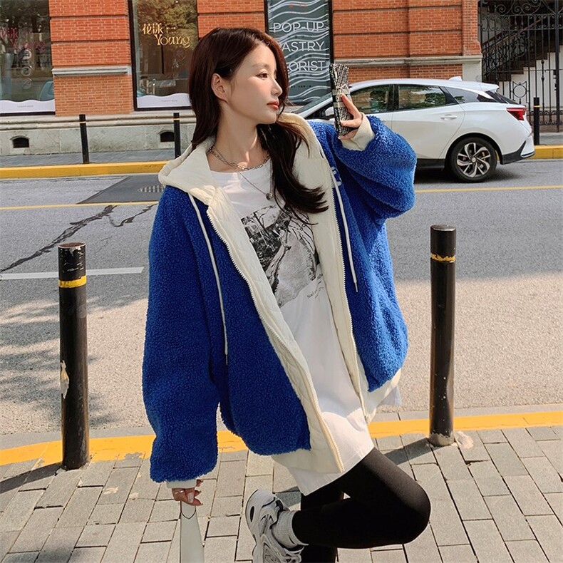 【新款】26号出货两面穿羊羔毛连帽服803-P165-K248,女装毛呢外套,浙宝189