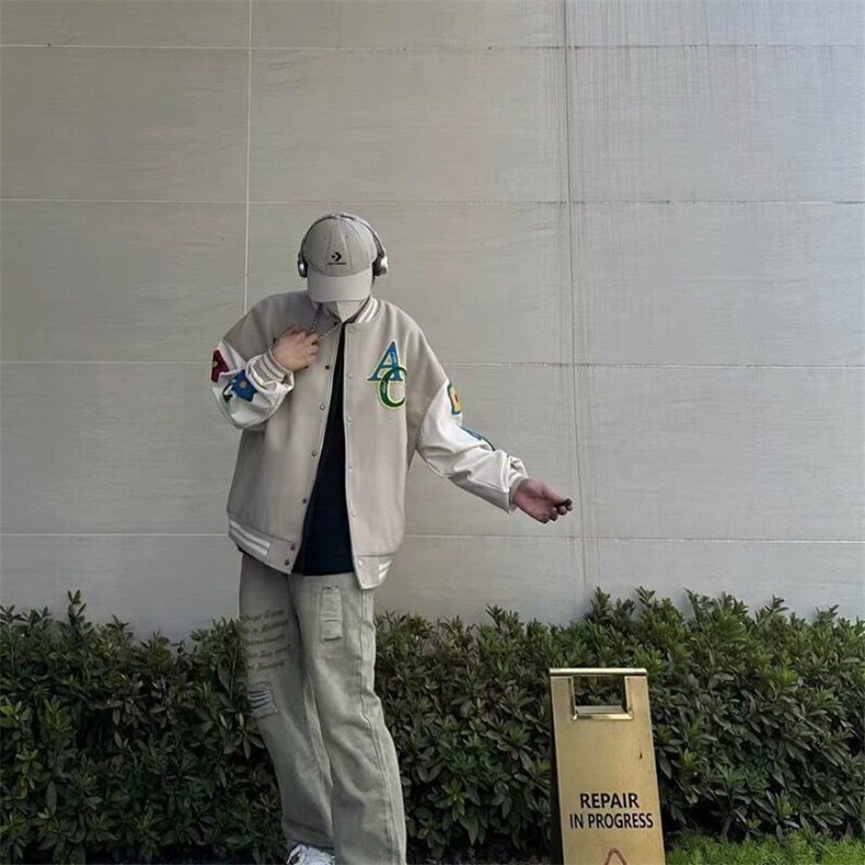 【档口现货】DJK079-P65美式复古棒球服男潮牌拼接刺绣夹克外套,男装夹克,星座603-2