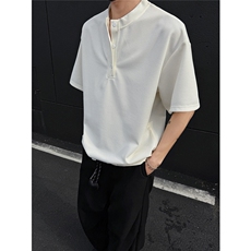 M-5XL250克玉米粒亨利领短袖夏季垂感冰丝T恤男潮流上衣特P18，男装T恤，电商C306-1