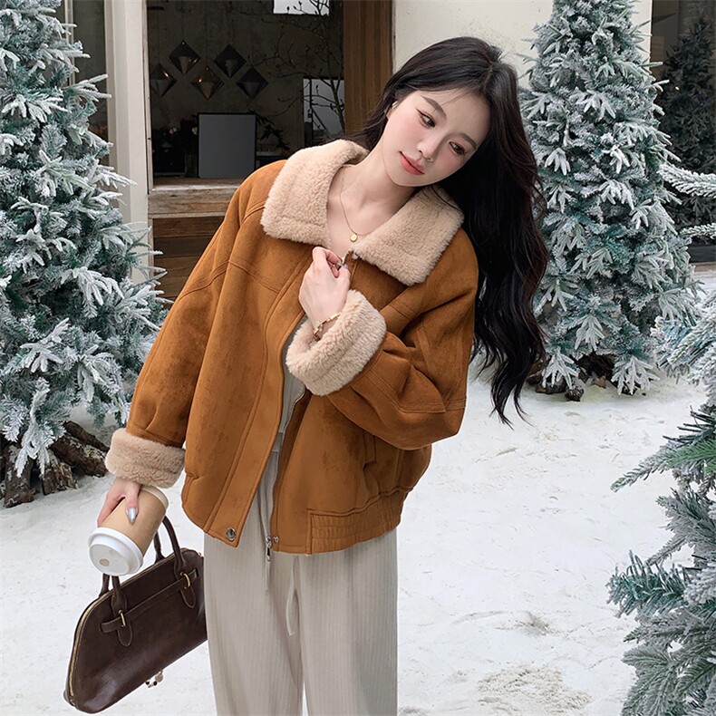 新款现货主推皮毛一体外套9927-P195-K288,女装短外套,2C129
