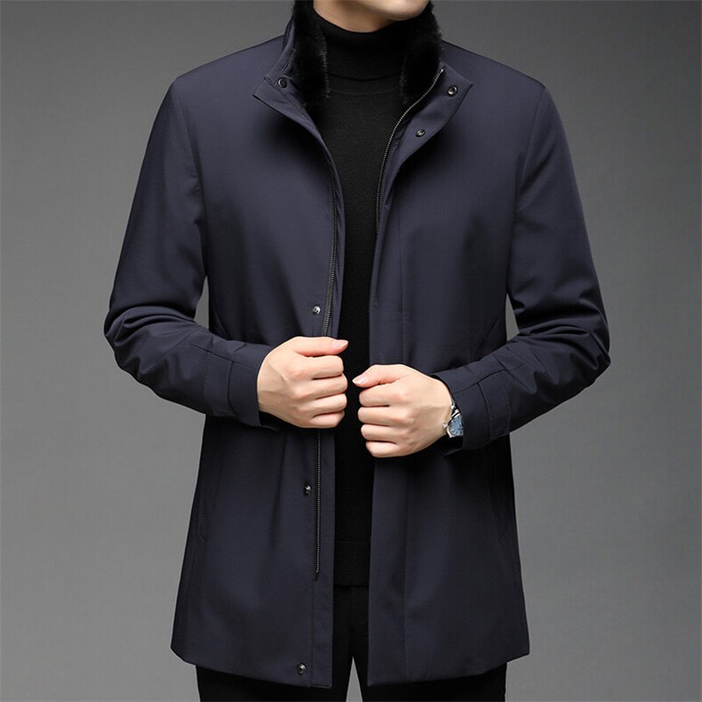 轻奢高货商场品质做工精细水貂毛领兔毛皮内里大衣，男装风衣，钱塘207-1