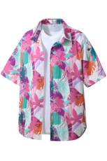 精品大码花男短袖夏季痞宽松上衣服外套翻领衬衫A012/C882C876P35，男装休闲套装，电商A012